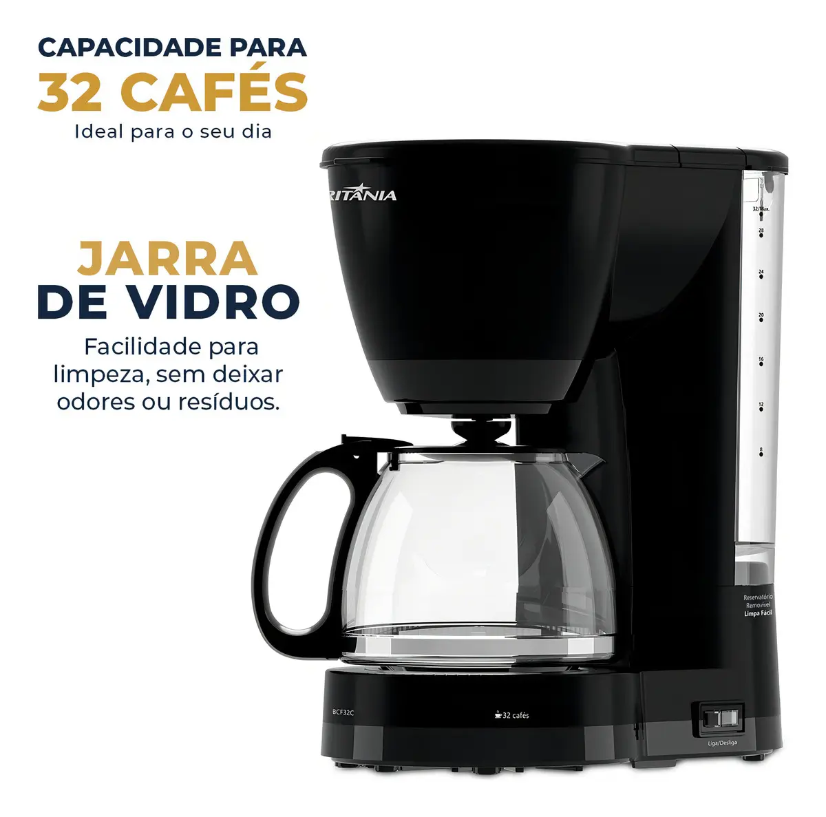 Cafeteira britânia bcf32c 32 cafés 1,2l