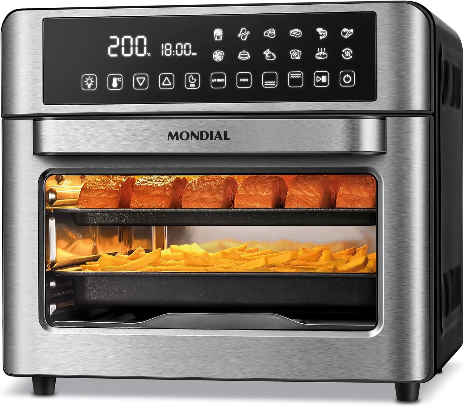 MONDIAL Fritadeira Air Fryer Forno Oven Digital 25L, Preto/Inox, 2200W